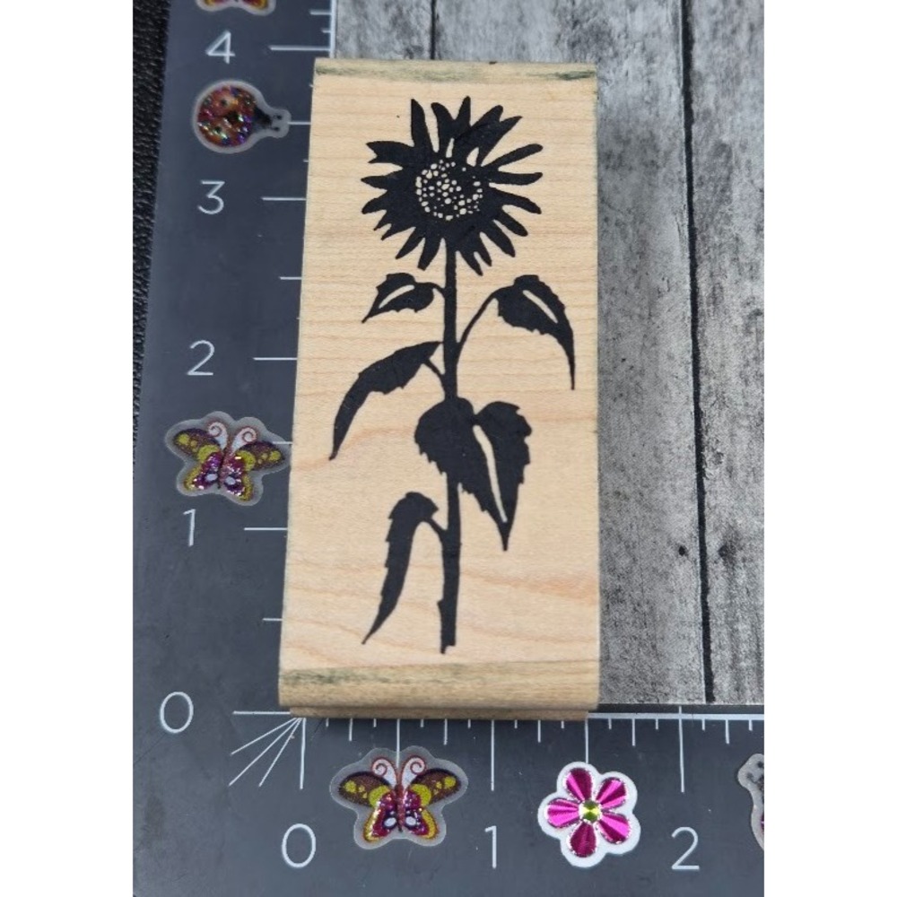 Endless Creations Sunflower Silhouette H17 Rubber Stamp Wood #J115